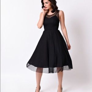 1950s Black swing dress with heart overlay